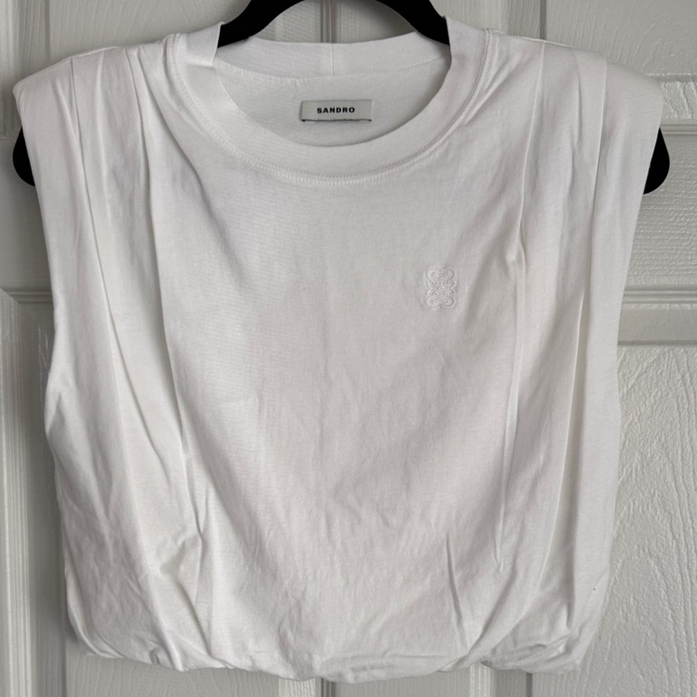Sandro White Cropped Muscle Tee